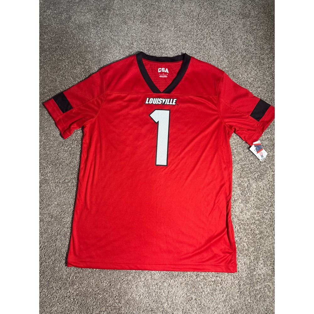 CSA Louisville Cardinals NCAA Football Jersey Red White Number 1 Mens Large NWT
